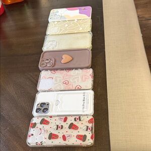 7 IPhone cases for 1 price- Clear Glitter Heart and Pink Phone Cases for iPhone